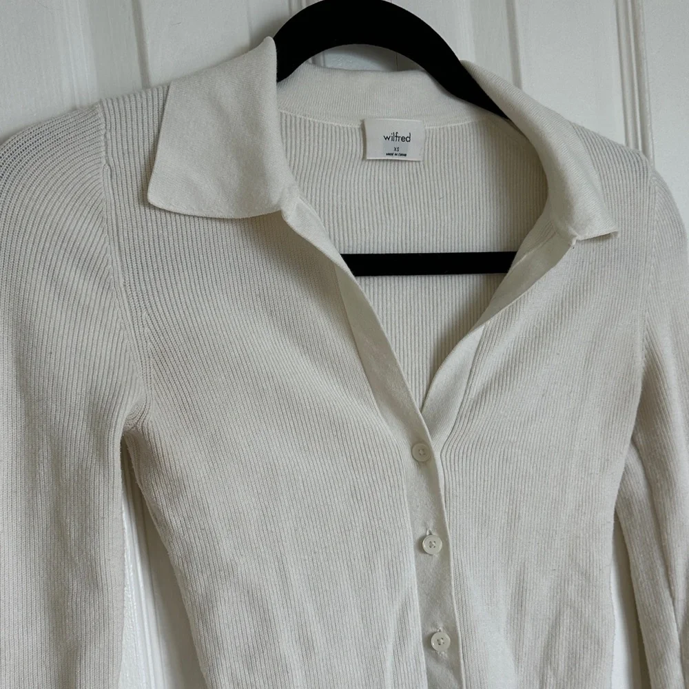 Wilfred Ivory Knit Collared Cardigan - Picture 5 of 8